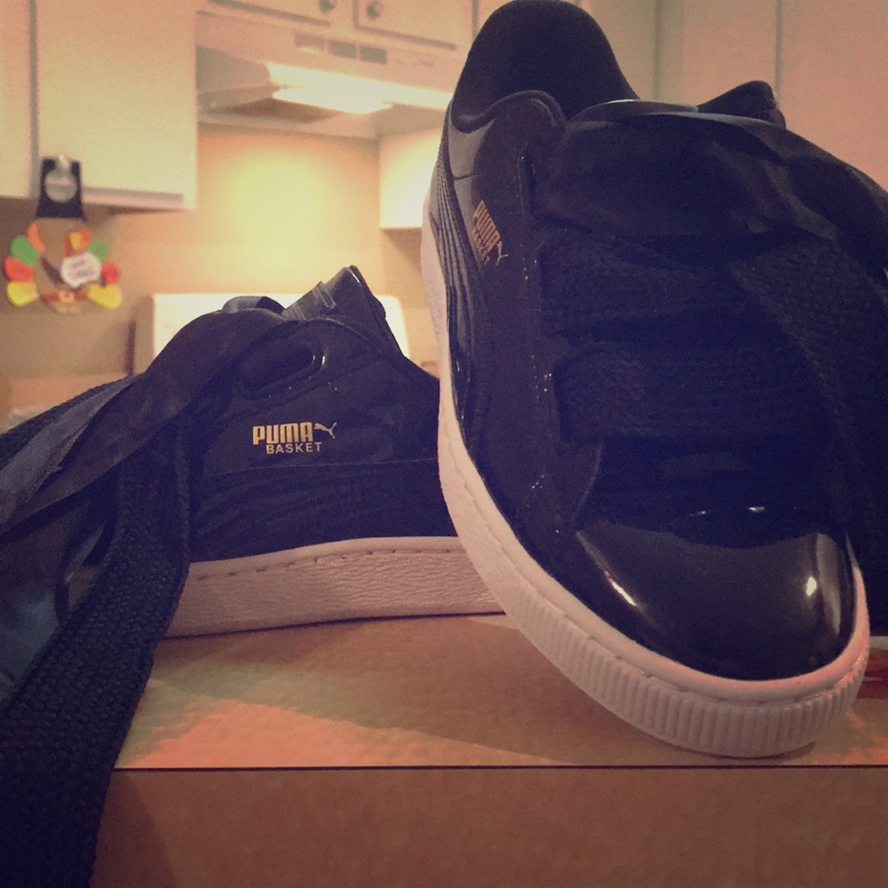 Puma Basket Heart Patent Black Sneakers